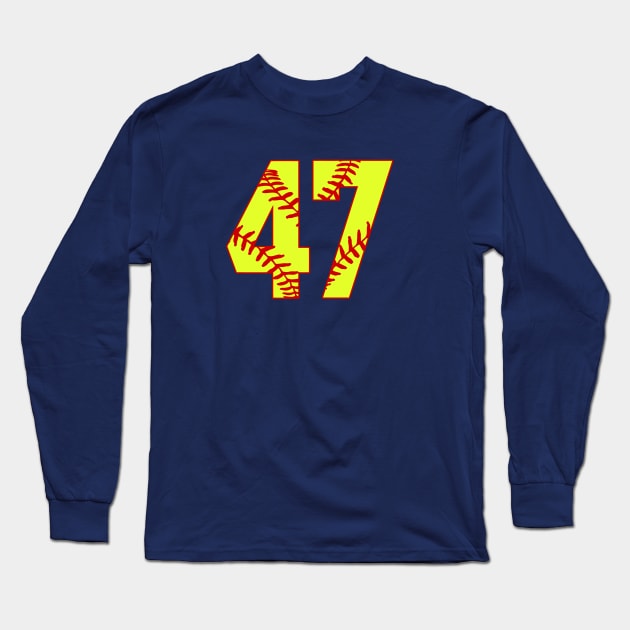 Fastpitch Softball Number 47 #47 Softball Shirt Jersey Uniform Favorite Player Biggest Fan Long Sleeve T-Shirt by TeeCreations